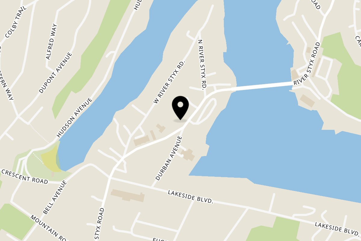 Map showing the location of The Grotto Restaurant on 454 River Styx Rd in Hopatcong